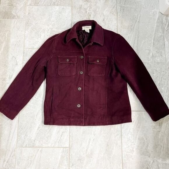 J. Crew Purple Wool Peacoat Jacket Accent Front Pockets Size Medium - Picture 5 of 9